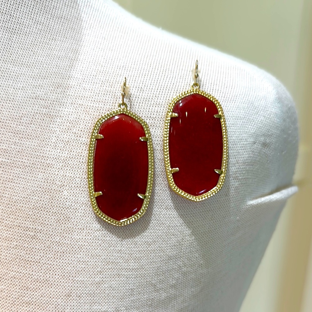 Kendra Scott Elegant cranberry Red and Gold Earrings